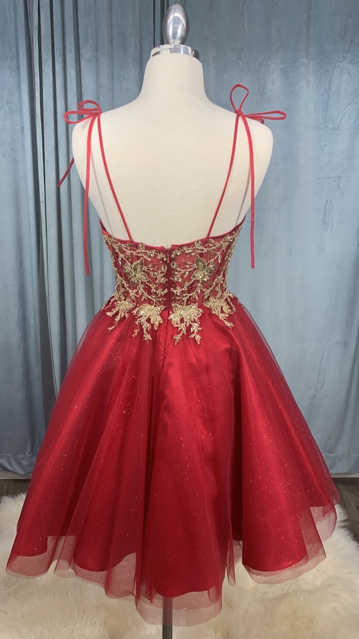 CD0188 SHORT TULLE AND LACE DRESS