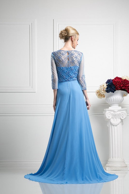 Blue 3/4 beeade top Gown