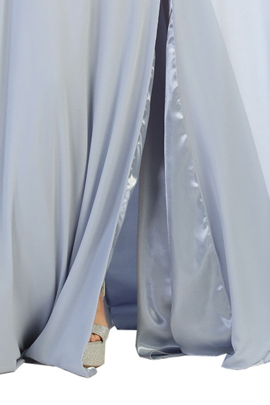 Bridesmaid Formal Prom Dress chorded rib