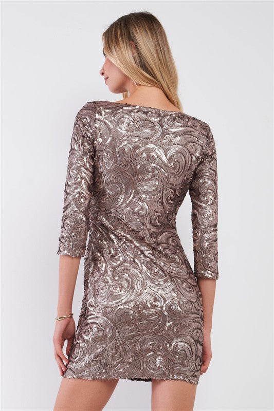 Sequin Embroidery Fitted Mini Dress