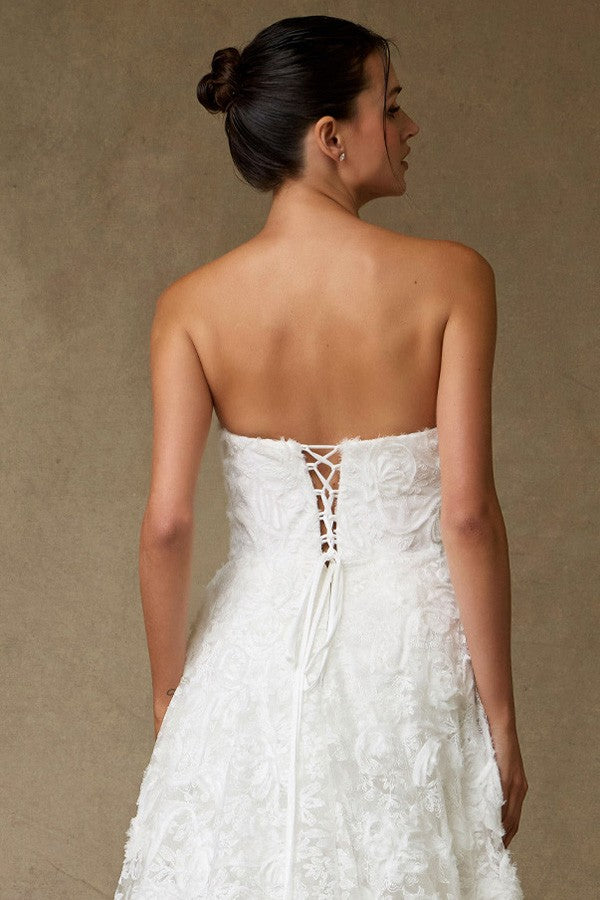 Romantic Tea-length Sheath Wedding Dress W/ Overskirt  SRW2562M-W-MIDI