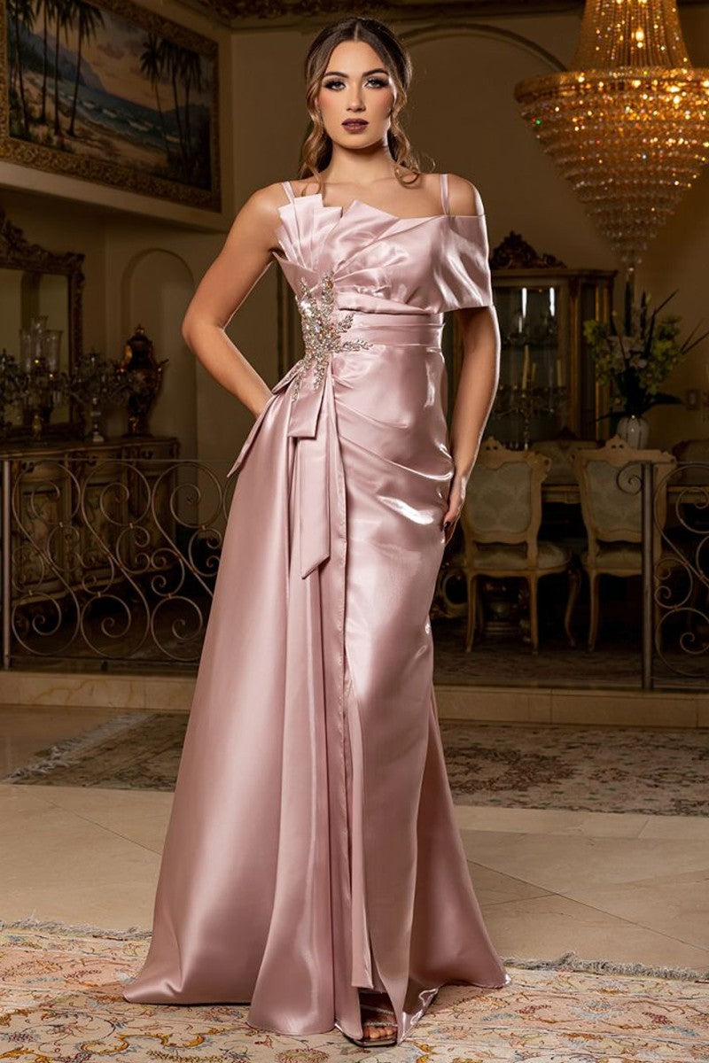 Metallic Embroidery Applique Organza Trumpet Gown-MOB