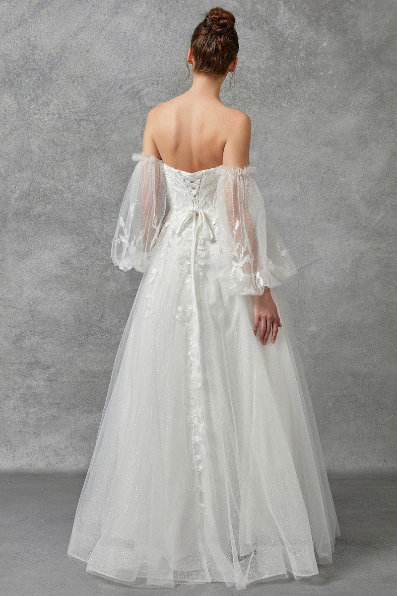 Bell Sleeve Sweetheart A Line Wedding Gown  21-MFW2401