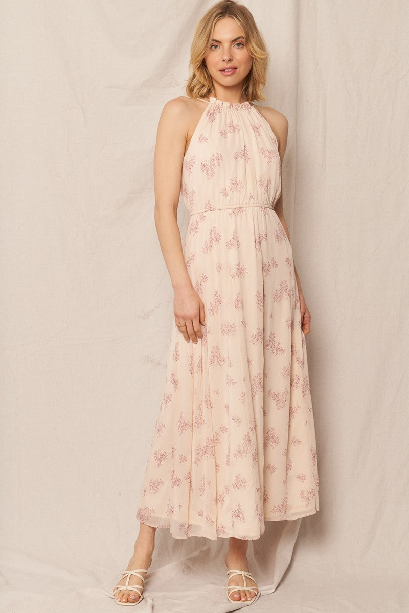 Halter Neck Floral Print Maxi Dress EDD19411WR