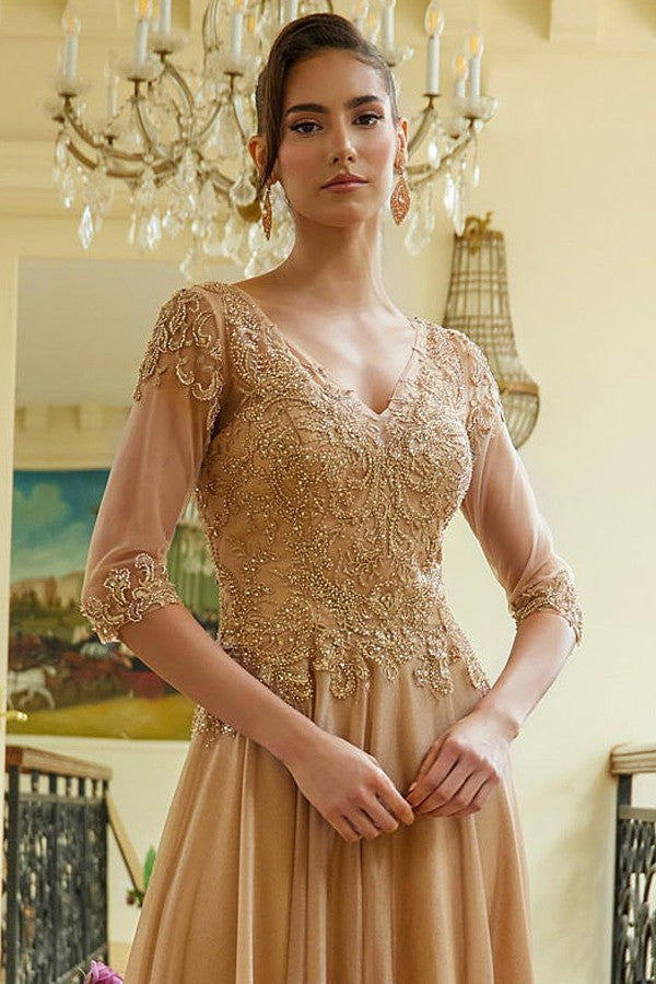Sheer 3 Quarter Sleeves V Neckline Mob Dress Sheer 3 Quarter Sleeves V Neckline Mob Dress  433-572-4X-Mob