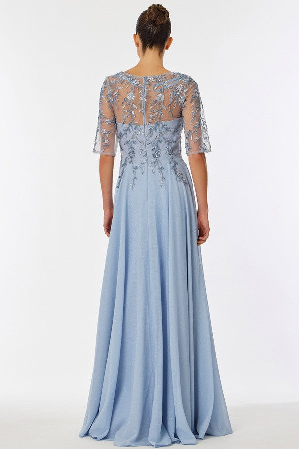 Sheer Short Sleeve V Neckline Chiffon Mob Dress Sheer Short Sleeve V Neckline Chiffon Mob Dress  SR2520-4X-Mob