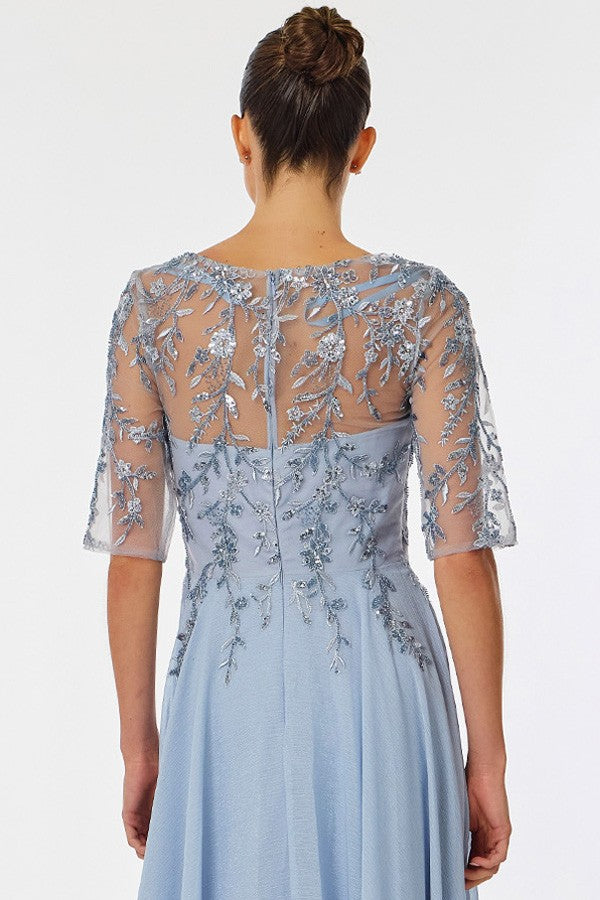 Sheer Short Sleeve V Neckline Chiffon Mob Dress Sheer Short Sleeve V Neckline Chiffon Mob Dress  SR2520-4X-Mob