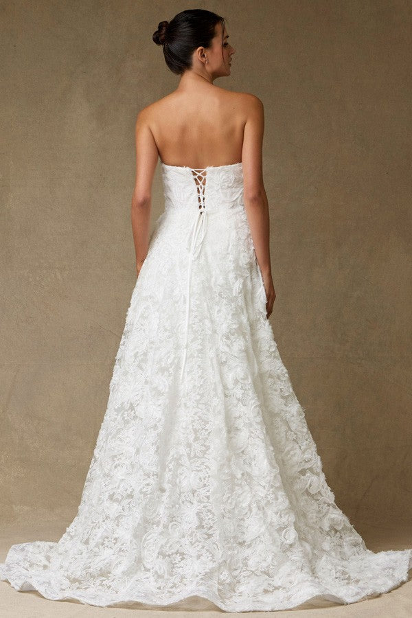 Romantic Tea-length Sheath Wedding Dress W/ Overskirt  SRW2562M-W-MIDI