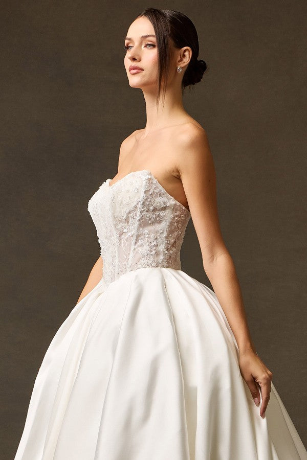 Strapless Sweetheart A Line Mikado Wedding Gown Strapless Sweetheart A Line Mikado Wedding Gown  ACW30092-W