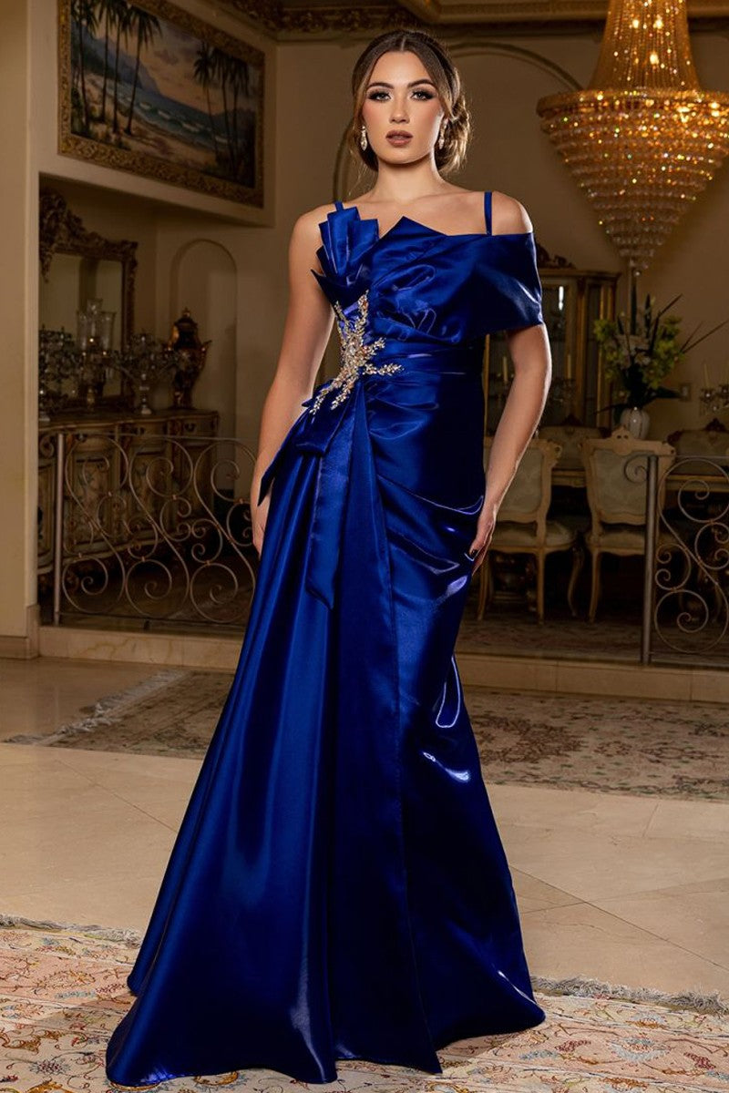 Metallic Embroidery Applique Organza Trumpet Gown-MOB