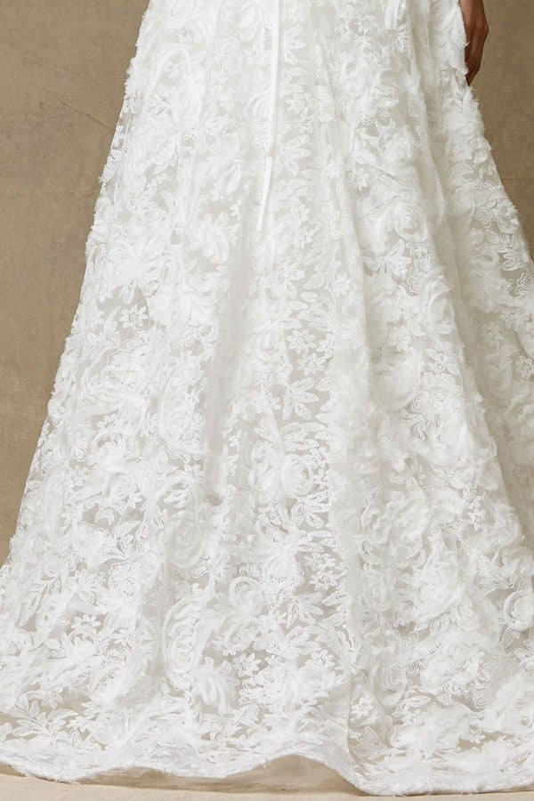 Romantic Tea-length Sheath Wedding Dress W/ Overskirt  SRW2562M-W-MIDI