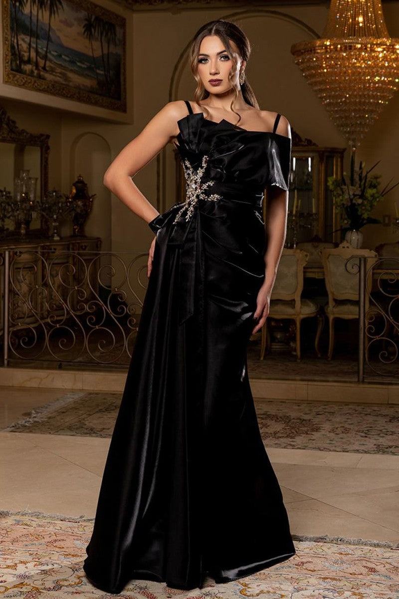 Metallic Embroidery Applique Organza Trumpet Gown-MOB