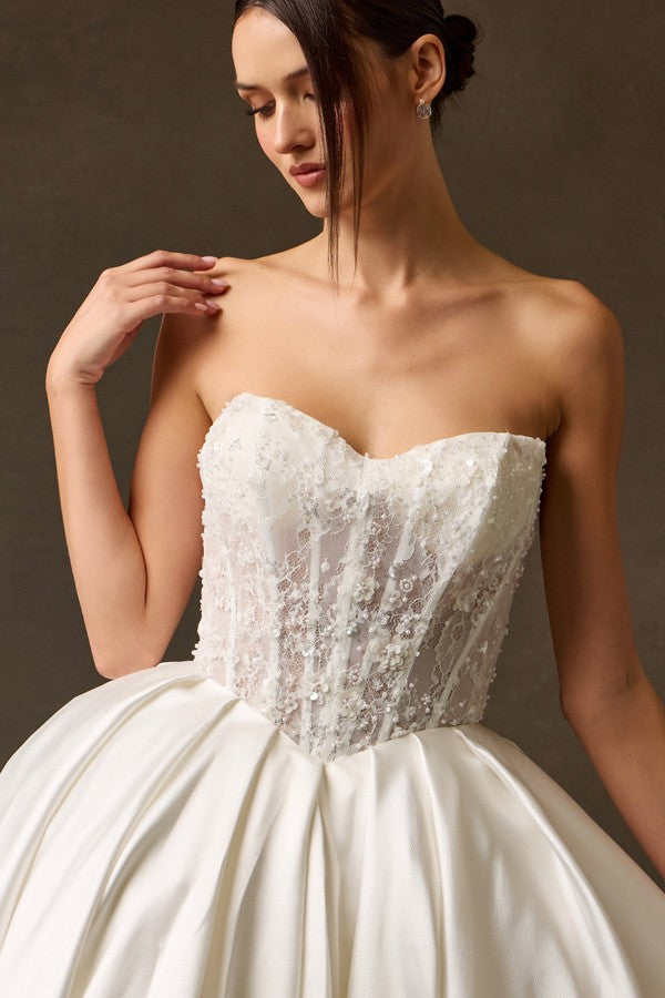 Strapless Sweetheart A Line Mikado Wedding Gown Strapless Sweetheart A Line Mikado Wedding Gown  ACW30092-W