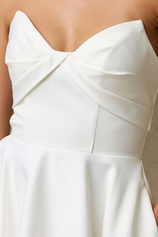 Strapless Pleat Top Stretch Satin Bridal Gown  MFW24118-W