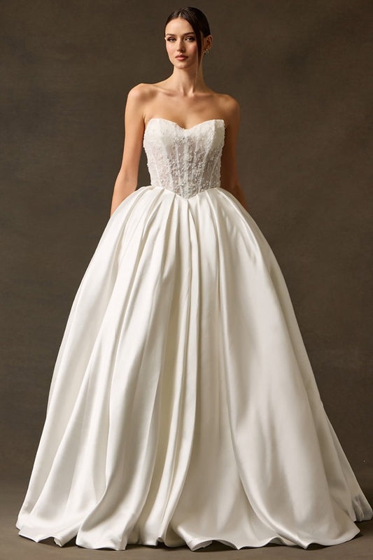 Strapless Sweetheart A Line Mikado Wedding Gown Strapless Sweetheart A Line Mikado Wedding Gown  ACW30092-W