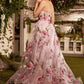 A1035 PORTRAIT OF A ROSE PRINTED ORGANZA GOWN