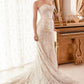 BAROQUE MOTIF GLITTER PRINTED OFF THE SHOULDER MERMAID BRIDAL GOWN-A1104W Ladivine