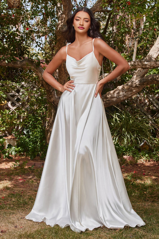 RAVISHING COWL A-LINE SATIN GOWN BD104W