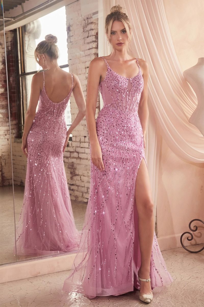 CD0220 SEQUIN FITTED GOWN