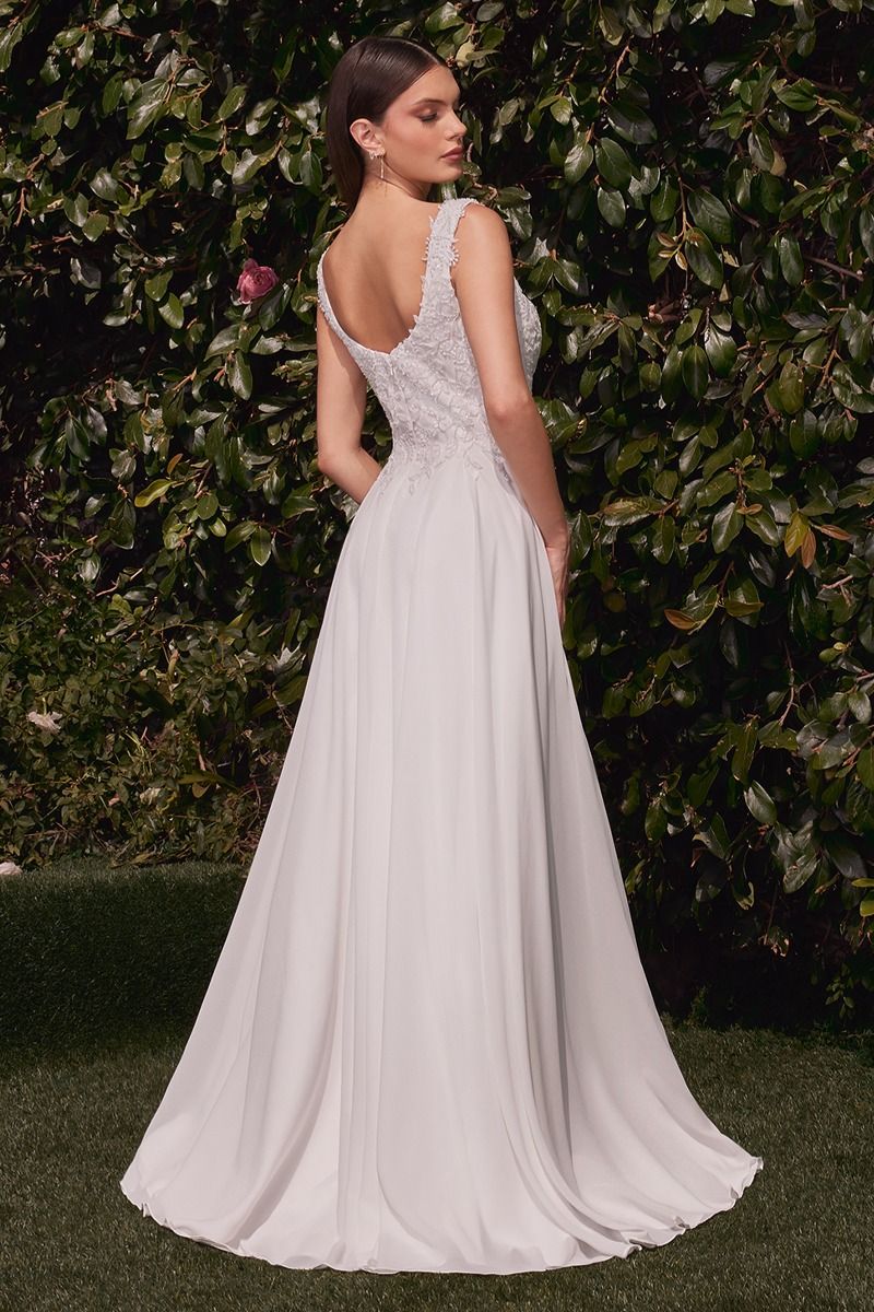 CDS503W A-LINE CHIFFON BRIDAL GOWN WITH REMOVABLE CAPE