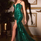 CM334 SEQUIN PRINTED FITTED BUSTIER GOWN