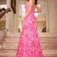 CM356 HOT PINK FITTED SEQUIN GOWN
