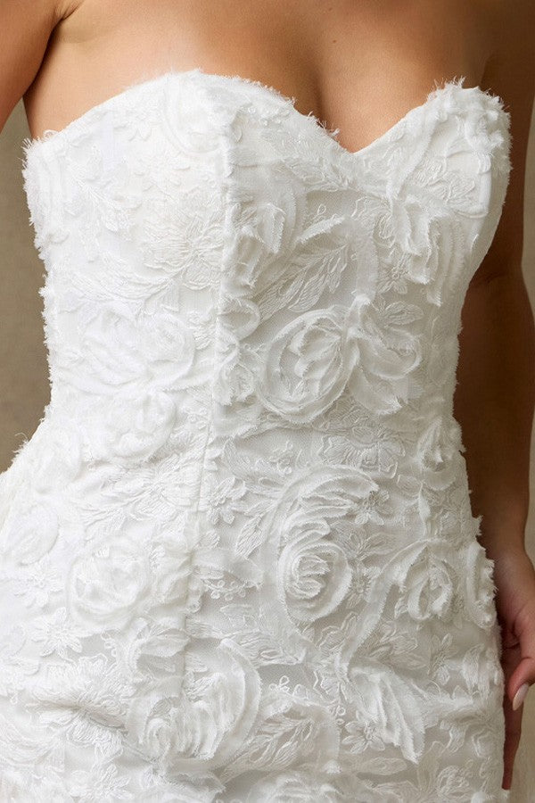 Romantic Tea-length Sheath Wedding Dress W/ Overskirt  SRW2562M-W-MIDI