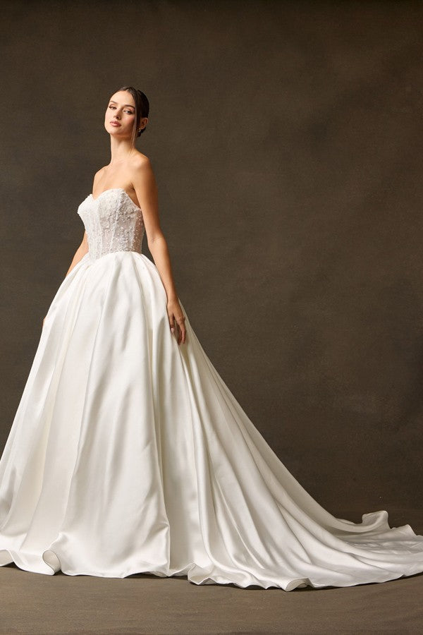 Strapless Sweetheart A Line Mikado Wedding Gown Strapless Sweetheart A Line Mikado Wedding Gown  ACW30092-W