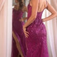 CD0220 SEQUIN FITTED GOWN