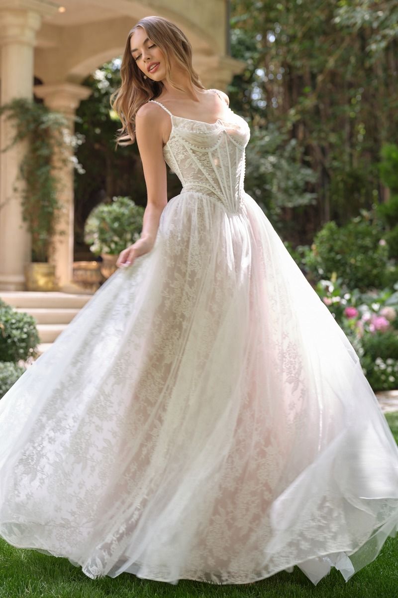 Structured corset with lace-up back and long train