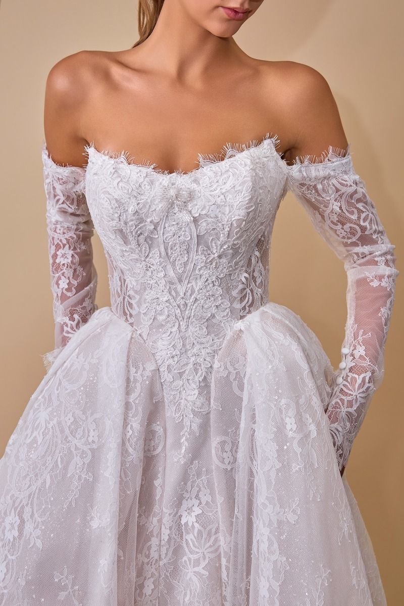 LACE WEDDING BALL GOWN WITH LONG SLEEVES