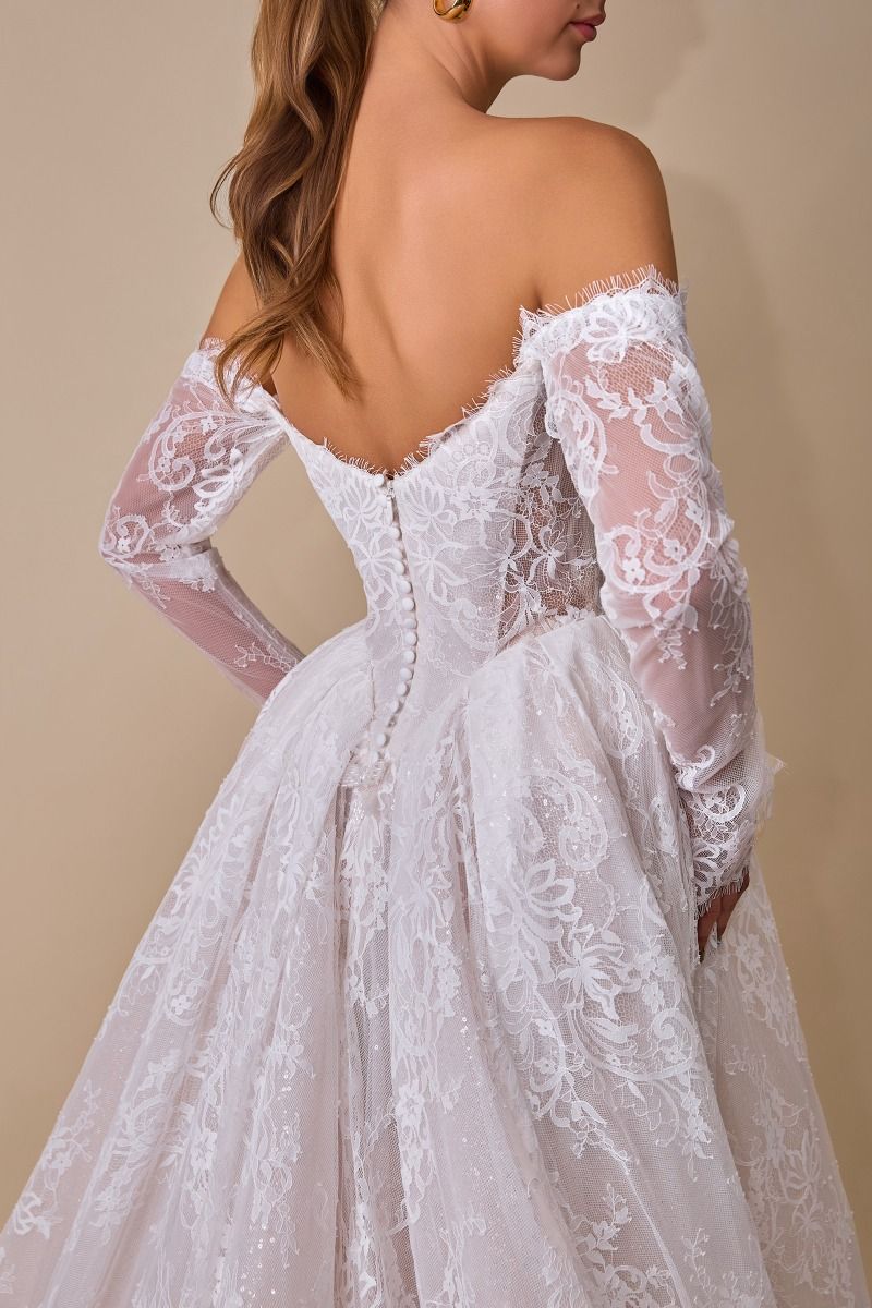 LACE WEDDING BALL GOWN WITH LONG SLEEVES