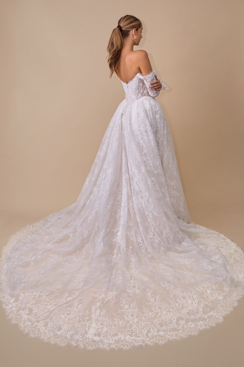 LACE WEDDING BALL GOWN WITH LONG SLEEVES