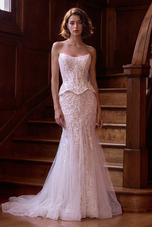 Corset Sheer layered tulle with intricate lace appliqué,