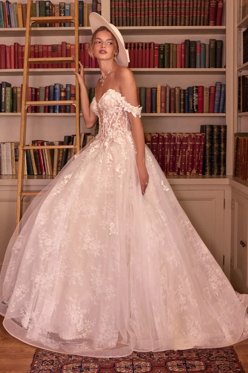 Layered tulle and lace with embroidered floral appliqué