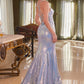 Y034 IRIDESCENT LIQUID SEQUIN FITTED GOWN