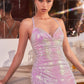 Y034 IRIDESCENT LIQUID SEQUIN FITTED GOWN