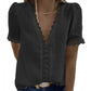 Wholesale v Neck Short Sleeve White Black 8 Colors Women Ladies Summer Dot Lace Chiffon Tops Shirts Blouse