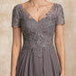 V neck, Aline flowy lace top Gown-MOB