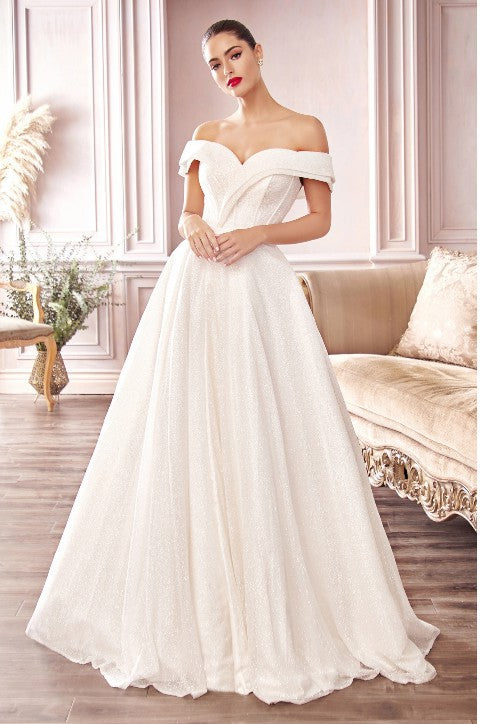 Off shoulder Shimmer Wedding Gown