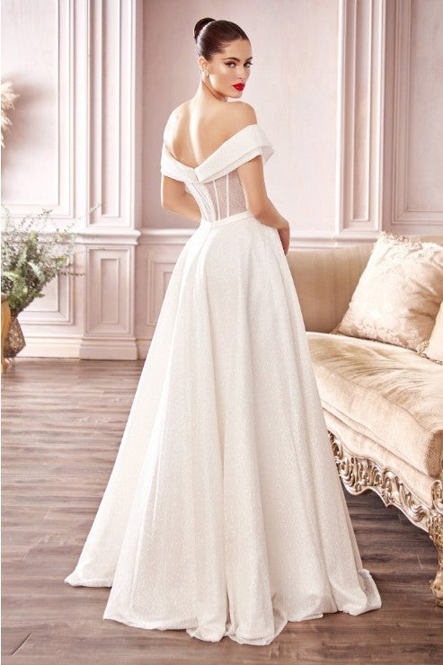 Off shoulder Shimmer Wedding Gown