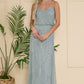 Sequin Overlay Spaghetti Straps Gown  IN001-20-K