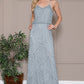 Sequin Overlay Spaghetti Straps Gown  IN001-20-K