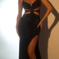 LADIVINE HT117 FITTED SEXY CUT OUT GOWN WITH RHINESTONES