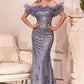 TULLE OFF THE SHOULDER FITTED GOWN