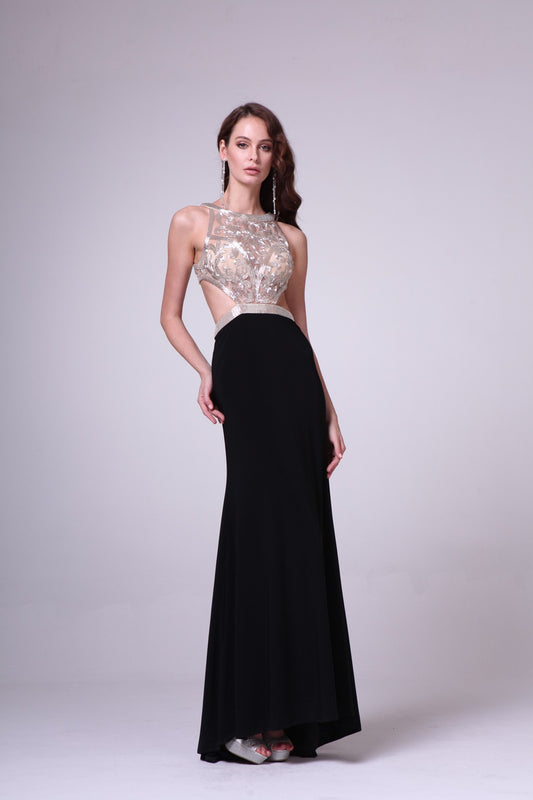 Open Back Beaded Gown