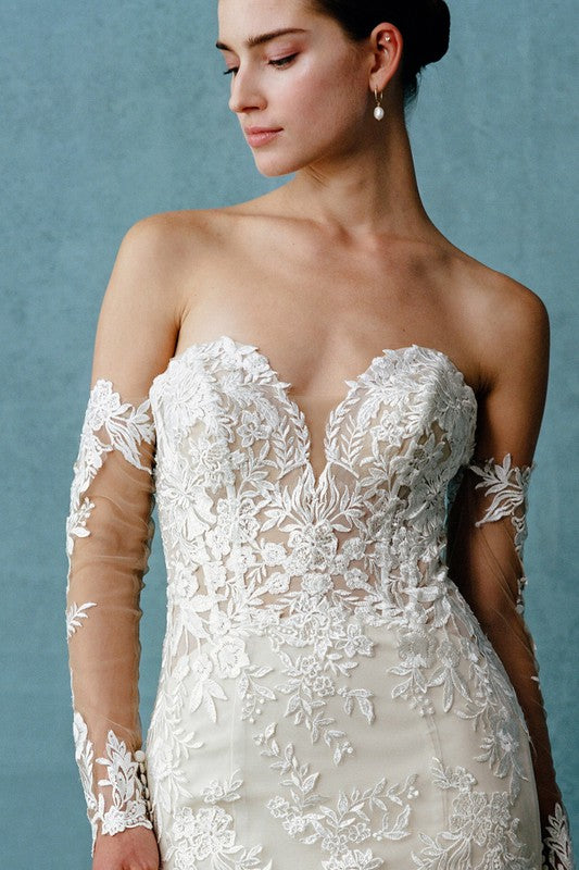 Bridal Gown with Detachable Sleeves