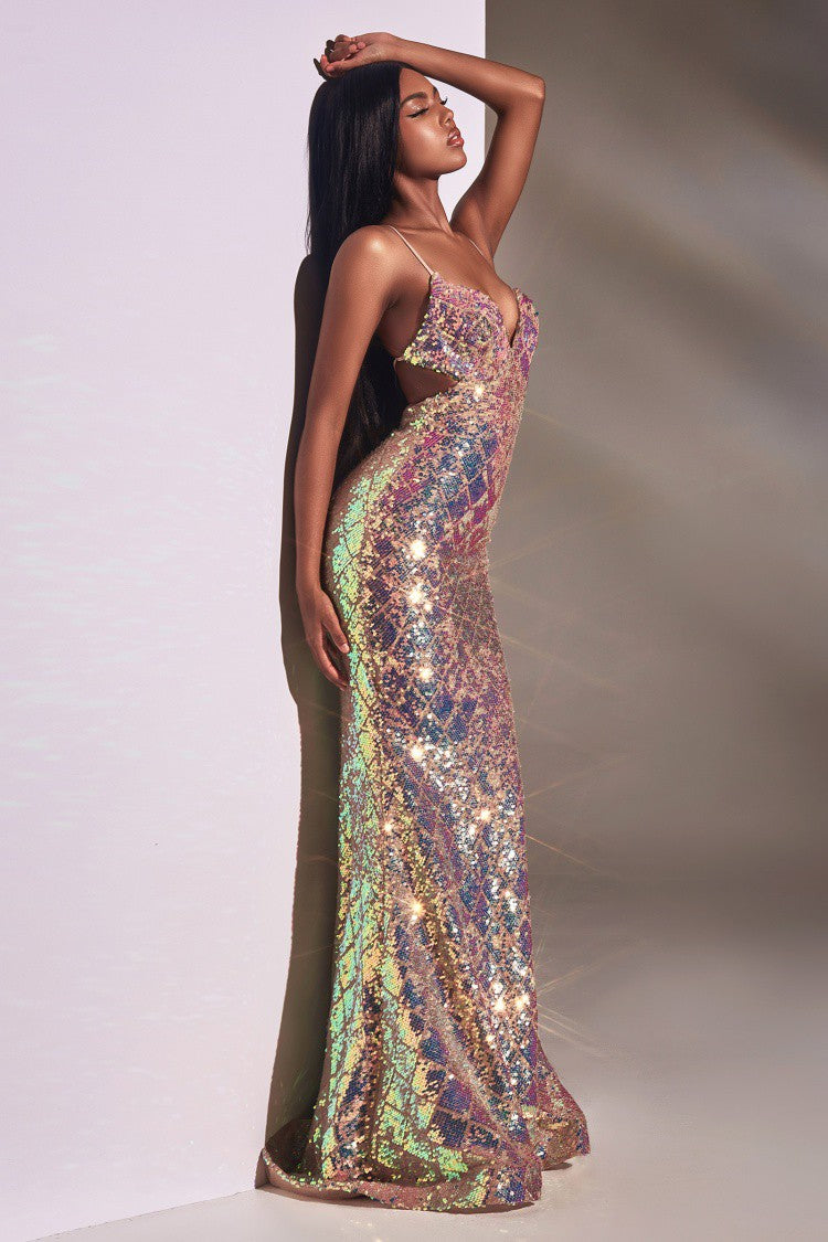 Ladivine CD880 Glam Prom Dress with slit