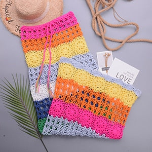 Women Lace Crochet Stitching Maxi Dress Beach Dress Bohemian Summer Casual Dress Cover Up Swimsuit Beachwear