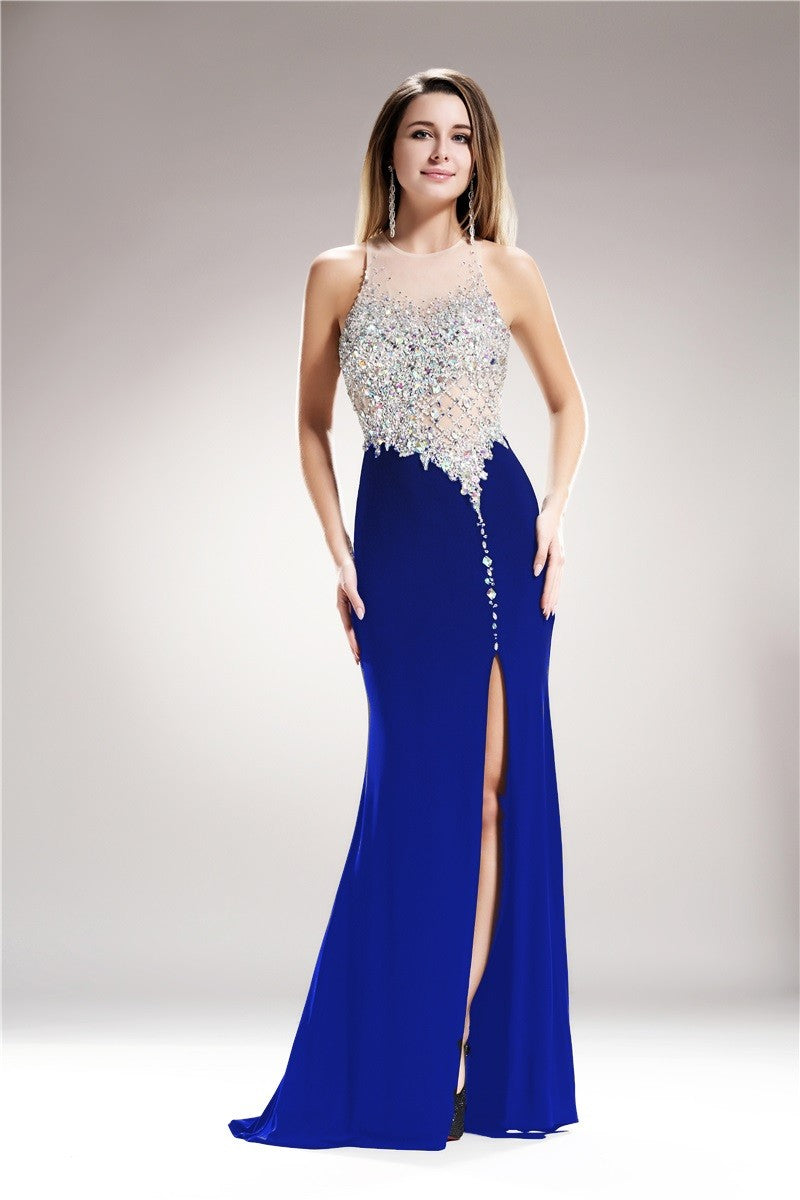 Royal Blue Rhinestone Prom Dress
